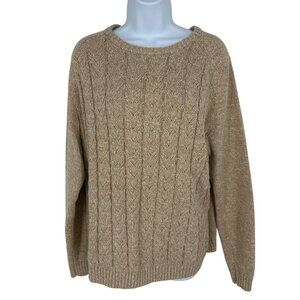 Lands End Drifter Cable Knit Sweater Crewneck Long Sleeve Size XL